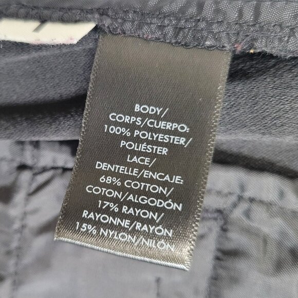 Ann Taylor Sz LP L Petite Pants Cropped Stretch Waist Zip Lace Fringe Hem Black - Picture 8 of 12